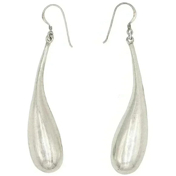 925 Sterling Silver Rain Drop Earrings Minimalist Formal Evening Summer Earrings - Picture 1 of 3